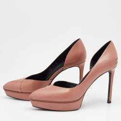 Pre Owned Saint Laurent Beige Leather D'orsay Pumps Size 38