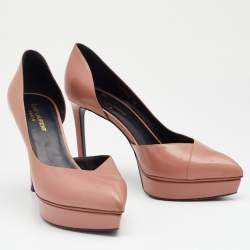 Pre Owned Saint Laurent Beige Leather D'orsay Pumps Size 38