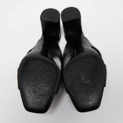 Pre Owned Saint Laurent Black Leather Loulou Criss Cross Mules Size 41