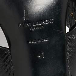 Pre Owned Saint Laurent Black Leather Loulou Criss Cross Mules Size 41
