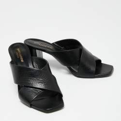 Pre Owned Saint Laurent Black Leather Loulou Criss Cross Mules Size 41