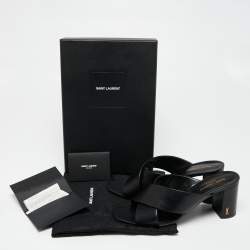 Pre Owned Saint Laurent Black Leather Loulou Criss Cross Mules Size 41