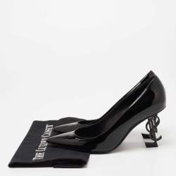 Pre Owned Saint Laurent Black Patent Leather Opyum Pointed Toe Pumps Size 36.5