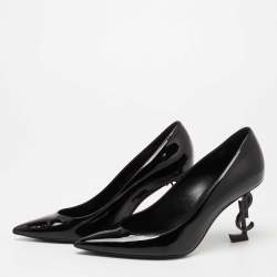 Pre Owned Saint Laurent Black Patent Leather Opyum Pointed Toe Pumps Size 36.5