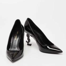 Pre Owned Saint Laurent Black Patent Leather Opyum Pointed Toe Pumps Size 36.5