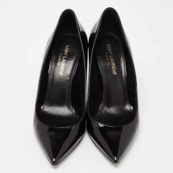 Pre Owned Saint Laurent Black Patent Leather Opyum Pointed Toe Pumps Size 36.5