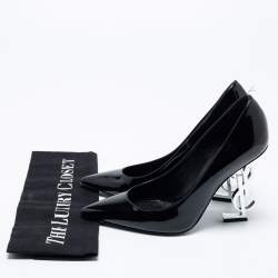 Pre Owned Saint Laurent Black Patent Leather Opyum Pumps Size 36