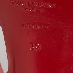 Pre Owned Saint Laurent Red Leather Tribute Sandals Size 39