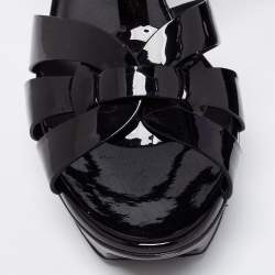 Pre Owned Saint Laurent Black Patent Leather Tribute Platform Sandals Size 39