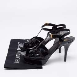 Pre Owned Saint Laurent Black Patent Leather Tribute Platform Sandals Size 39