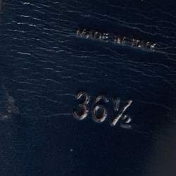 Pre Owned Saint Laurent Navy Blue Patent Leather Tribute Platform Sandals Size 36.5 