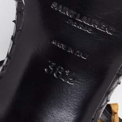 Saint Laurent Black Python Embossed  Leather Tribute Sandals Size 38.5
