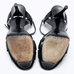 Pre Owned Saint Laurent Black Patent Leather Tribute Platform Sandals Size 36.5