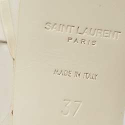 Pre Owned Saint Laurent White Leather Tribute  Platform Sandals Size 37
