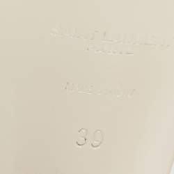 مملوكة مسبقًا Saint Laurent Paris Off White Patent Leather Tribute Sandals Size 39