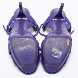 Pre Owned Saint Laurent Purple Leather Tribute Platform Sandals Size 39