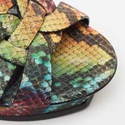 Saint Laurent Multicolor Python Embossed Leather Tribute Platform Sandals Size 39