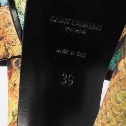 Saint Laurent Multicolor Python Embossed Leather Tribute Platform Sandals Size 39