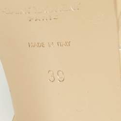 Pre Owned Saint Laurent Beige Patent Leather Tribute Platform Sandals Size 39