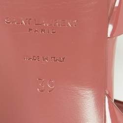Pre Owned صندل سان لوران تربيوت جلد وردي لامع نعل سميك مقاس 39
