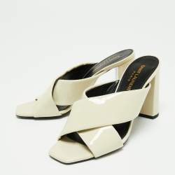 مملوكة مسبقًا Saint Laurent Cream Patent Leather Loulou Sandals Size 37