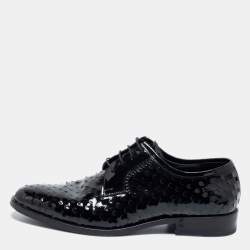 Saint Laurent Black Laser Cut Patent Leather Lace Up Derby Size 39