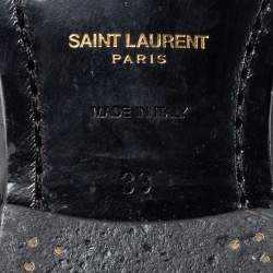 Saint Laurent Black Laser Cut Patent Leather Lace Up Derby Size 39