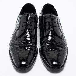 Saint Laurent Black Laser Cut Patent Leather Lace Up Derby Size 39