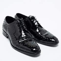 Saint Laurent Black Laser Cut Patent Leather Lace Up Derby Size 39