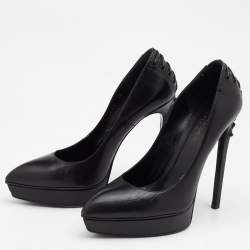 Saint Laurent Black Leather Pointed Toe Pumps Size 38