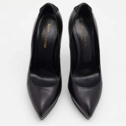 Saint Laurent Black Leather Pointed Toe Pumps Size 38