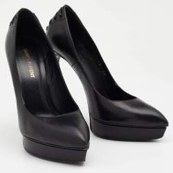 Saint Laurent Black Leather Pointed Toe Pumps Size 38