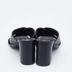 Pre Owned Saint Laurent Black Leather Lou Lou Criss Cross Slide Sandals Size 38