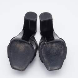 Pre Owned Saint Laurent Black Leather Lou Lou Criss Cross Slide Sandals Size 38