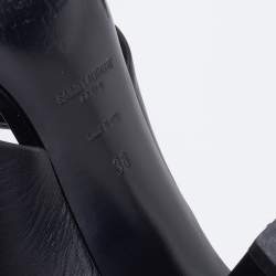 Pre Owned Saint Laurent Black Leather Lou Lou Criss Cross Slide Sandals Size 38