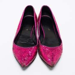 Saint Laurent Pink Glitter Ballet Flats Size 36.5