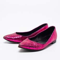 Saint Laurent Pink Glitter Ballet Flats Size 36.5