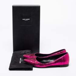 Saint Laurent Pink Glitter Ballet Flats Size 36.5