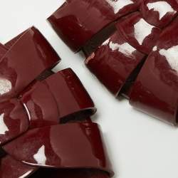 Pre Owned Saint Laurent Burgundy Patent Leather Tribute Flat Slides Size 38.5