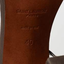 Pre Owned Saint Laurent Brown Leather Papaya Block Heel Ankle Strap Sandals Size 40