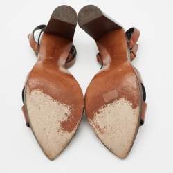 Pre Owned Saint Laurent Brown Leather Papaya Block Heel Ankle Strap Sandals Size 40