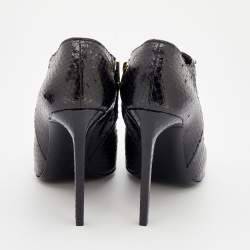 Pre Owned Saint Laurent Multicolor Python Leather And Leather Pointed Toe Booties Size 40