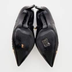 Pre Owned Saint Laurent Multicolor Python Leather And Leather Pointed Toe Booties Size 40