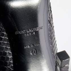 Pre Owned Saint Laurent Multicolor Python Leather And Leather Pointed Toe Booties Size 40