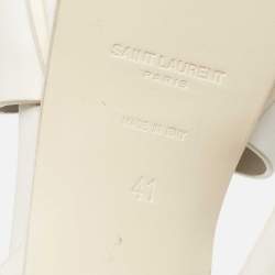 Pre Owned Saint Laurent White Leather Tribute Platform Sandals Size 41