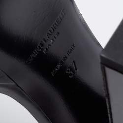 Pre Owned Saint Laurent Black Patent Leather Ankle-Strap Platform Sandals Size 37