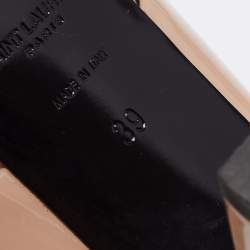 Pre Owned Saint Laurent Beige Patent Leather Lou Lou Mules Size 39