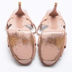 Saint Laurent Light Pink Patent Leather Tribute Platform Sandals Size 39