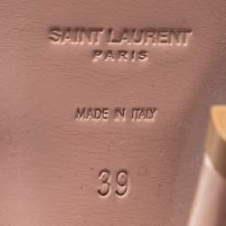 Saint Laurent Light Pink Patent Leather Tribute Platform Sandals Size 39