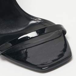 Pre Owned Saint Laurent Black Patent Leather Opyum Ankle-Strap Sandals Size 39.5